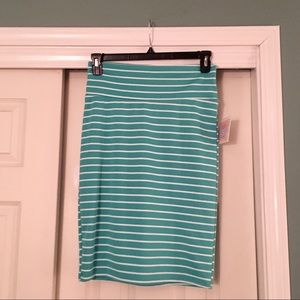NWT LuLaRoe Cassie Teal with White Stripes
